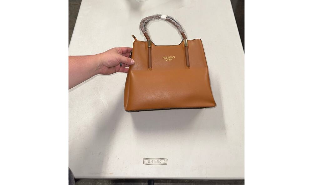 Fashion Queen Tan Structured Handbag with Removable Shoulder Strap